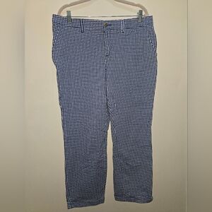 Tommy Hilfiger Gingham Checker Navy Blue & White Pants [Size 14] Nautical Picnic
